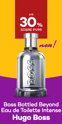 Novidade Boss Bottled Beyond Eau de Toilette Intense da marca hugo boss com destaque promocional de 30% obre pre&ccedil;o de Venda ao P&uacute;blico Recomendado